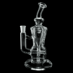 Joel Halen Incycler, clear glass incycler dab rig, 9.5-inch tall, side view
