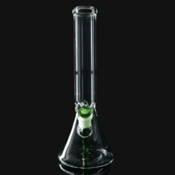 Kadabra 12-inch Beaker, clear glass beaker bong with a green accent bowl
