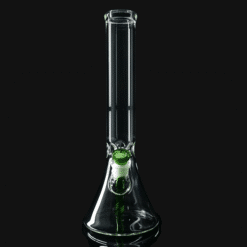 Kadabra 13-inch Beaker, clear glass beaker bong with a green accent bowl