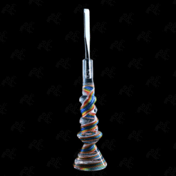 Kadabra Rainbow & Dichro Dab Tool, rainbow striped glass dab tool, full view