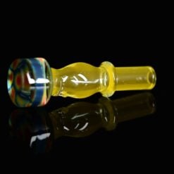 Kadabra Switch2 Color/Milli Joystick Cap #3, clear cap with an orange millefiori accent, side view