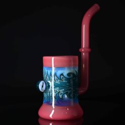 Keys Glass Milli Prox Lox #1, red and teal glass bubbler, front view