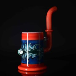 Keys Glass Opal Prox Lox #2, red and blue glass bubbler, front view