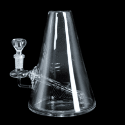 LICIT Volcano Rig, clear glass mini dab rig with a volcano-shaped percolator, front view