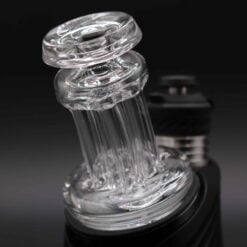 Leisure Puffco Peak Dry Top attachment on the device, close angled view