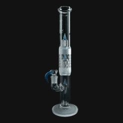 MGDSN bong in Blue Stardust x Star White, full tube view with frosted foot