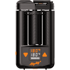 MIGHTY+ Dry Herb Vaporizer, front view showing the temperature display
