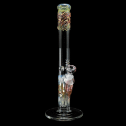 Mary Jane 38x4 Gold & Silver Fumed Tall Tube #1, fumed straight tube bong, 14-inch tall, front view