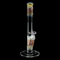 Mary Jane 38x4 Gold & Silver Fumed Tall Tube #2, amber fumed glass tube bong, front view
