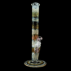 Mary Jane 38x4 Full Gold & Silver Fumed Tall Tube #3, fumed straight tube bong, 14-inch tall, front view