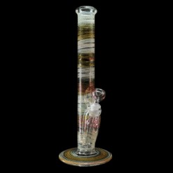 Mary Jane 38x4 Full Gold & Silver Fumed Tall Tube #5, fumed straight tube bong, 13.5-inch tall, front view
