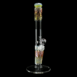 Mary Jane 38x4 Gold & Silver Fumed Tall Tube #5, amber fumed glass tube bong, front view