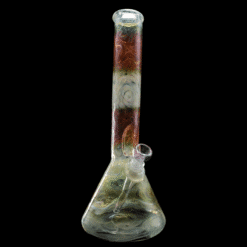 Mary Jane 50x5 Full Gold & Silver Fumed Beaker #1, fumed beaker bong, 15-inch tall, front view