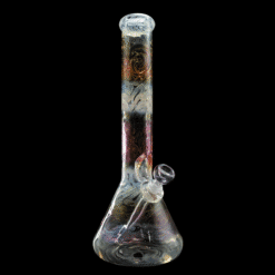 Mary Jane 50x5 Full Gold & Silver Fumed Beaker #3, amber fumed beaker bong, 15-inch tall, front view