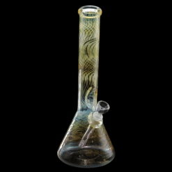 Mary Jane 50x5 Full Gold & Silver Fumed Beaker #4, fumed beaker bong, 15-inch tall, front view