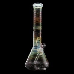 Mary Jane 50x5 Full Gold & Silver Fumed Beaker #5, fumed beaker bong, 15-inch tall, front view