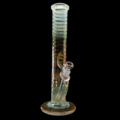 Mary Jane 50x5 Full Gold & Silver Fumed Tube #1, fumed straight tube bong, 14.5-inch tall, front view