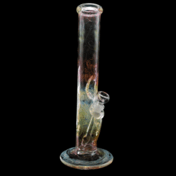 Mary Jane 50x5 Full Gold & Silver Fumed Tube #2, fumed straight tube bong, 14.5-inch tall, front view