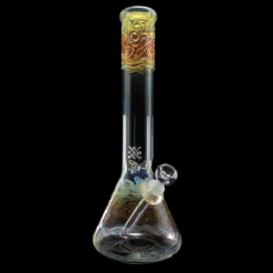 Mary Jane 50x5 Gold & Silver Fumed Beaker #5, fumed beaker bong, 15-inch tall, front view