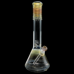 Mary Jane 50x5 Gold & Silver Fumed Beaker #6, fumed beaker bong, 15-inch tall, front view