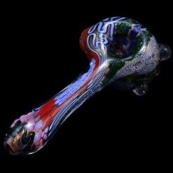 Matty White 2 Milli ISO Fully Filled Thick Spoon - Batman, red and white glass spoon pipe, front view