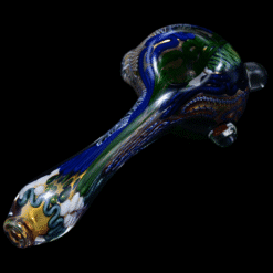 Matty White 2 Milli ISO Fully Filled Thick Spoon - South Park, dark blue glass spoon pipe, front view
