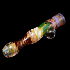 Matty White Carnival Milli One Hitter - Homer, yellow and blue glass one-hitter, full view