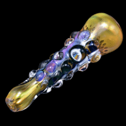 Matty White ISO Bumpy One Hitter w/ 2 Millis - Fuck Cancer, blue and purple bumpy one-hitter
