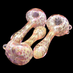 Matty White ISO Dotted Fume Spoon, two pink dotted fumed glass spoon pipes shown together
