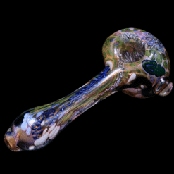 Matty White ISO Worm Spoon w/ Milli - Robin, purple worked glass spoon pipe, front view