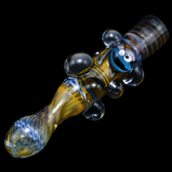 Matty White Large 3 Milli One Hitter - Sesame Street, amber one-hitter with a Cookie Monster accent