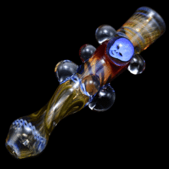 Matty White Large 3 Milli One Hitter - Take Me With You, amber and blue bumpy one-hitter, full view