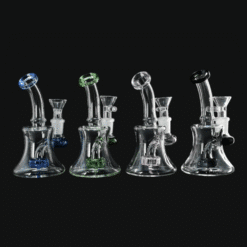 Mini bong with showerhead perc, 4.5-inch, shown together in four colors