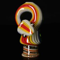 Niko Cray Pivot Top - Red, red and white swirled glass pivot top, standing alone
