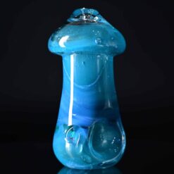 Nobody Mushroom Pipe #1 in blue, mushroom-shaped glass pipe, standing