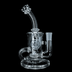 OJ Flame Clear Incycler - Pink Slyme, clear glass incycler dab rig, 7-inch tall, front view