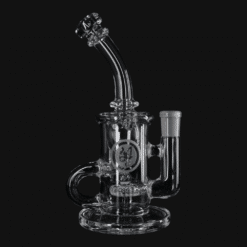 OJ Flame Clear Incycler - Secret White, clear glass incycler dab rig, 7-inch tall, front view
