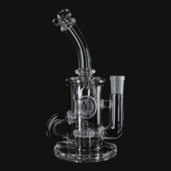 OJ Flame Clear Incycler - Slyme, clear glass incycler dab rig, 7-inch tall, front view