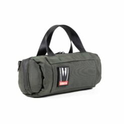 Dime Bags Omerta 10-inch Brigata smell-proof duffle bag in olive green, side view