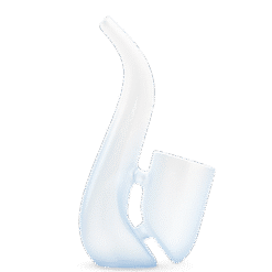 Puffco Proxy Bub bubbler glass attachment in Haze frosted white, empty, right view