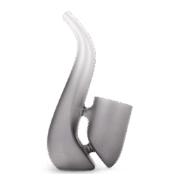 Puffco Proxy Bub bubbler glass attachment in Onyx smoke gray, empty, right view