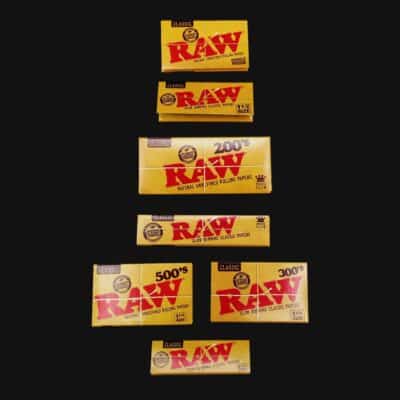 Assortment of RAW rolling papers in various sizes