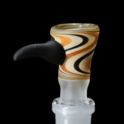 Sandberg 14mm Woodgrain Slide #3 in black and orange, front view on frosted joint