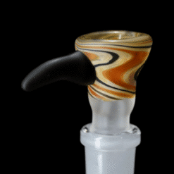 Sandberg 14mm Woodgrain Slide #4 in orange and black, front view on frosted joint