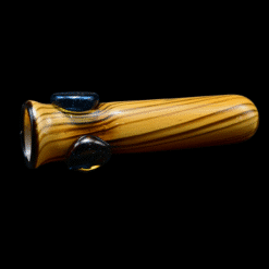 Shaggy Wood Grain Bat #6, amber wood-grain glass one-hitter bat with a dark accent bead