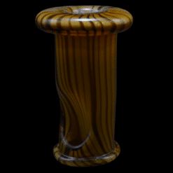 Shaggy Woodgrain Pivot Top #11, amber wood-grain glass pivot top with a flared collar top