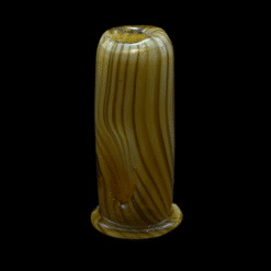 Shaggy Woodgrain Pivot Top #16, amber wood-grain glass pivot top with wavy tapered sides