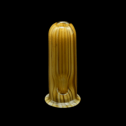 Shaggy Woodgrain Pivot Top #9, amber wood-grain glass pivot top, standing alone