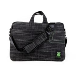 Dime Bags Side Hustler 17-inch laptop bag in black, front view with strap