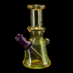 Sky Hizzy Mini Rig 2 in amber with purple mouthpiece, front view